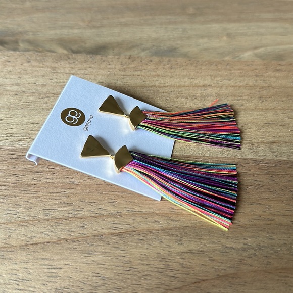 Gorjana NWT Havana Triangle Tassel Earrings | Gold & Multi color mix 💕 - Picture 5 of 6